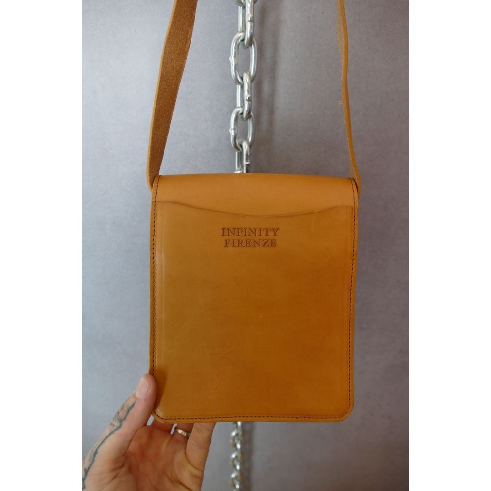 Infinity Firenze Leather Crossbody Bag Small Purse Tan Italian Designer - Picture 4 of 7